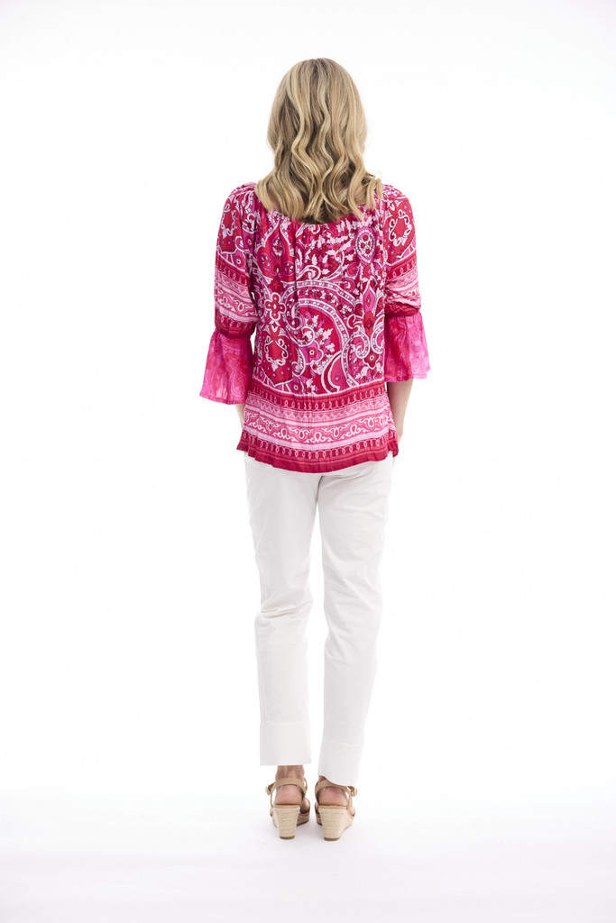 Graded Border Pink Boho Top Tassel by Orientique | Alibi Online Australia
