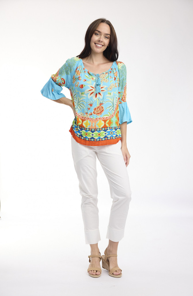 Mughal Floral Blue Boho Top Tassel by Orientique | Alibi Online Australia

