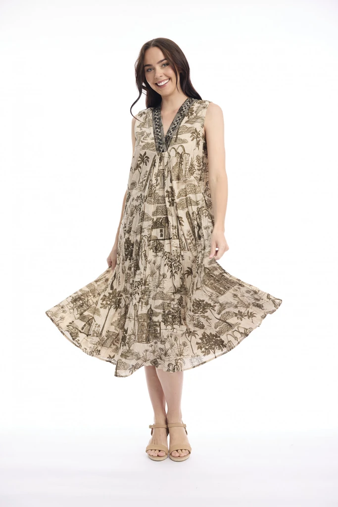 Loumarin Loumarin Dress Maxi V Sleeveless by Orientique | Alibi Online Australia
