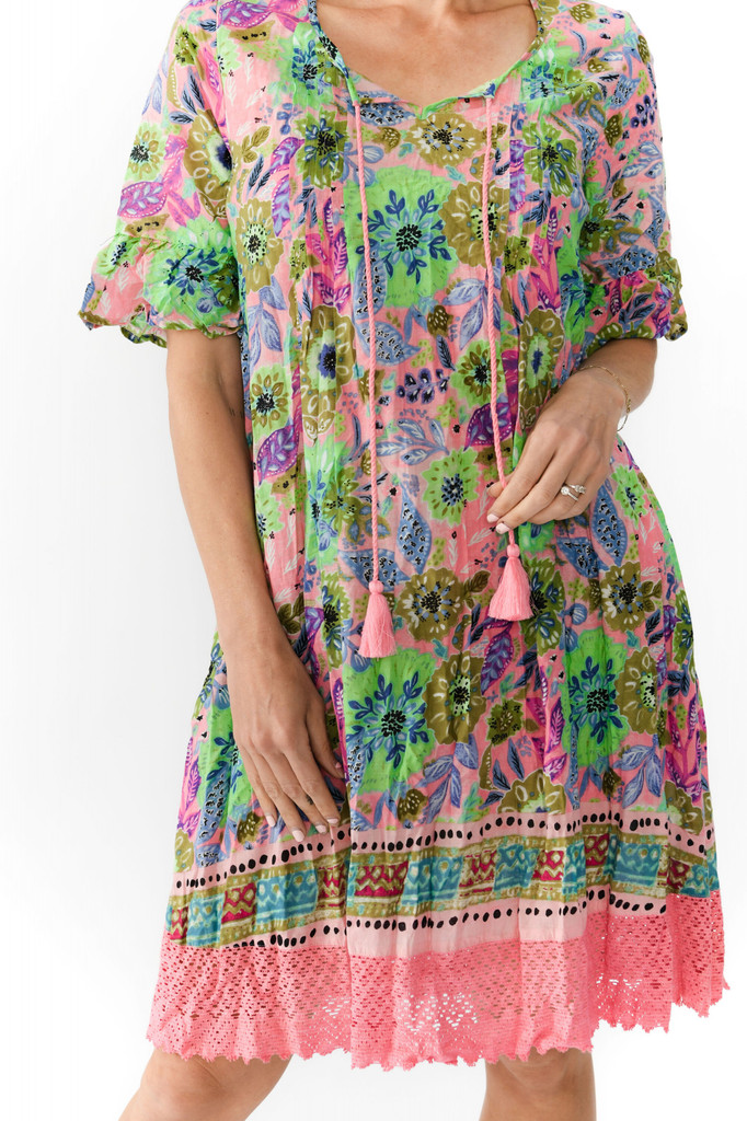 Women's Dresses | Hannah Short Sleeve Tunic Boho Dress | ONE SUMMER
