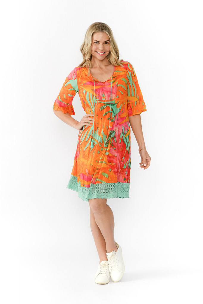 Women's Dresses | Hannah Short Sleeve Tunic Boho Dress | ONE SUMMER