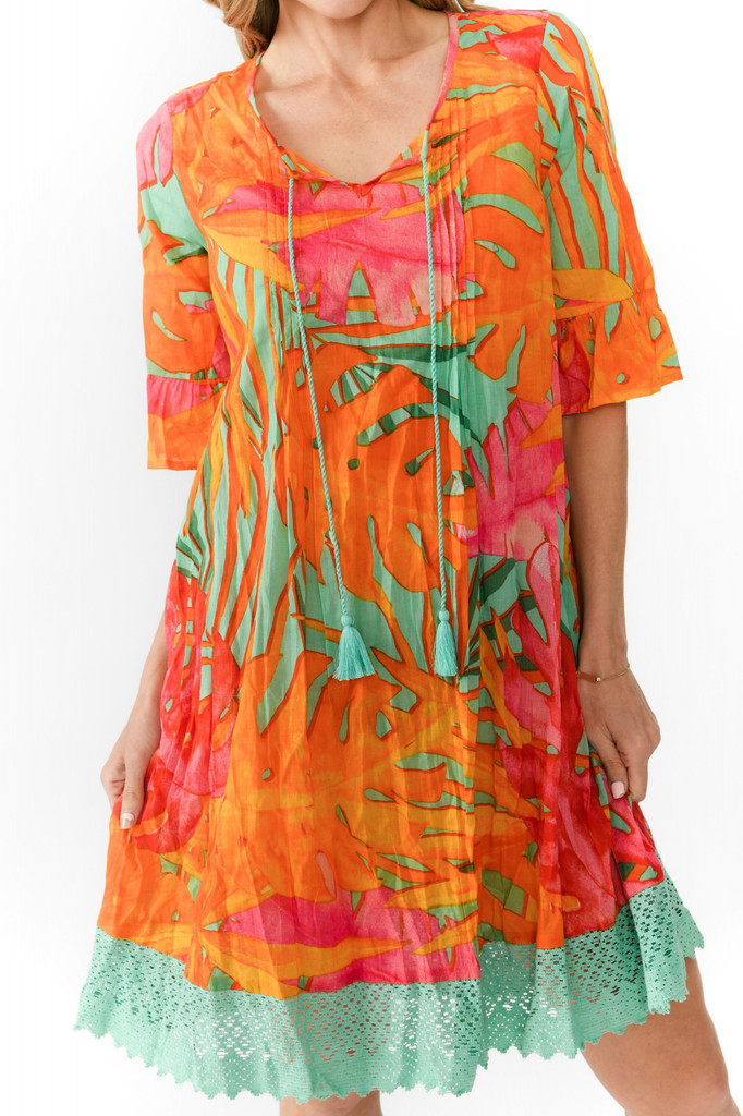 Women's Dresses | Hannah Short Sleeve Tunic Boho Dress | ONE SUMMER
