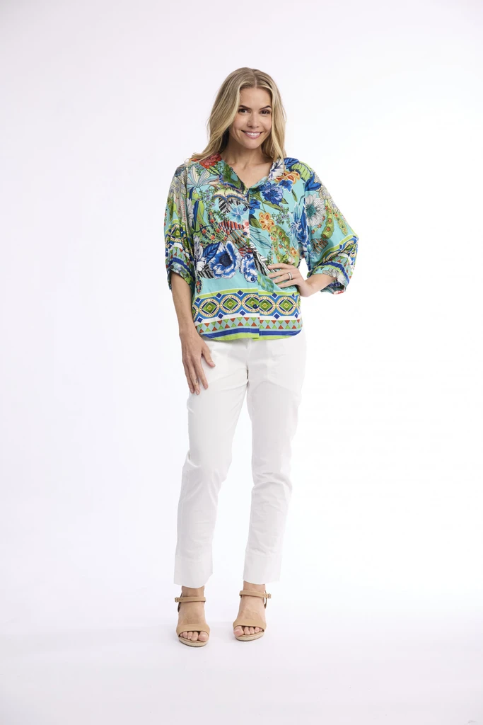 Camarge Camarge Top Round Neck Button Through by Orientique | Alibi Online Australia
