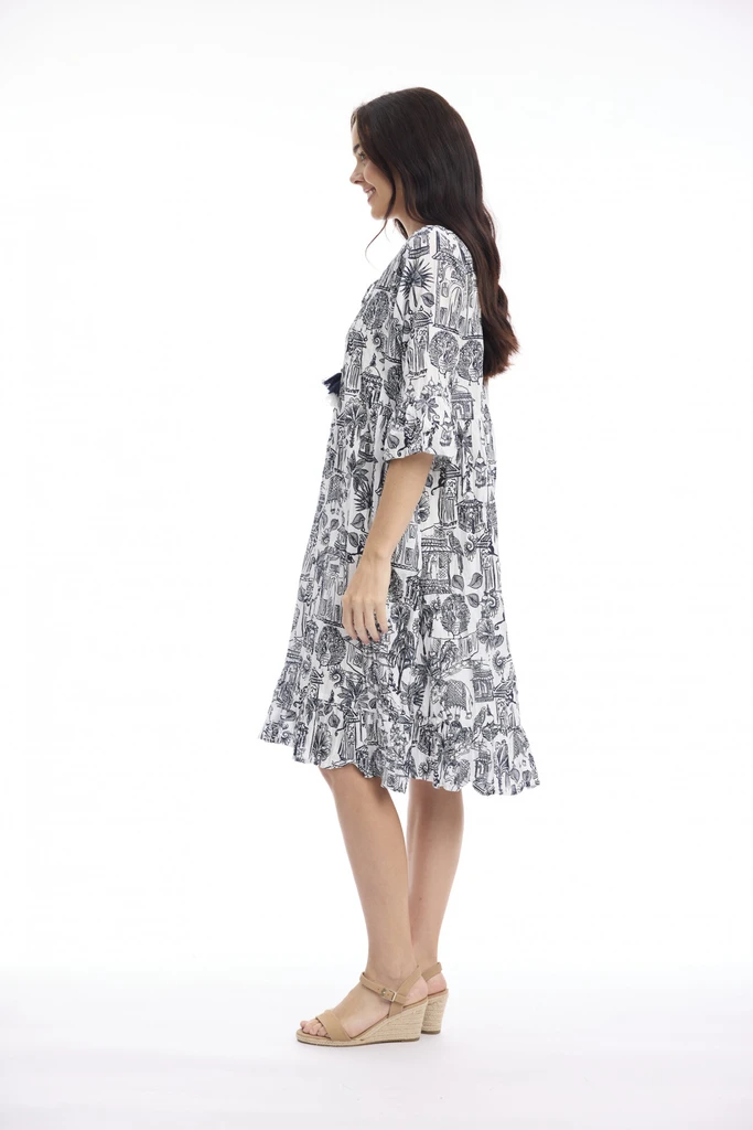 White Cassis Dress Frill Sleeve by Orientique | Alibi Online Australia
