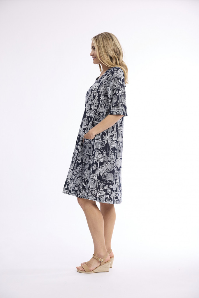 Navy Cassis Dress Bubble Patch by Orientique | Alibi Online Australia
