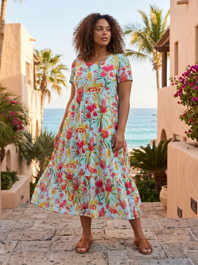 La Mala La Mala Dress Midi Square Neckline by Orientique | Alibi Online Australia
