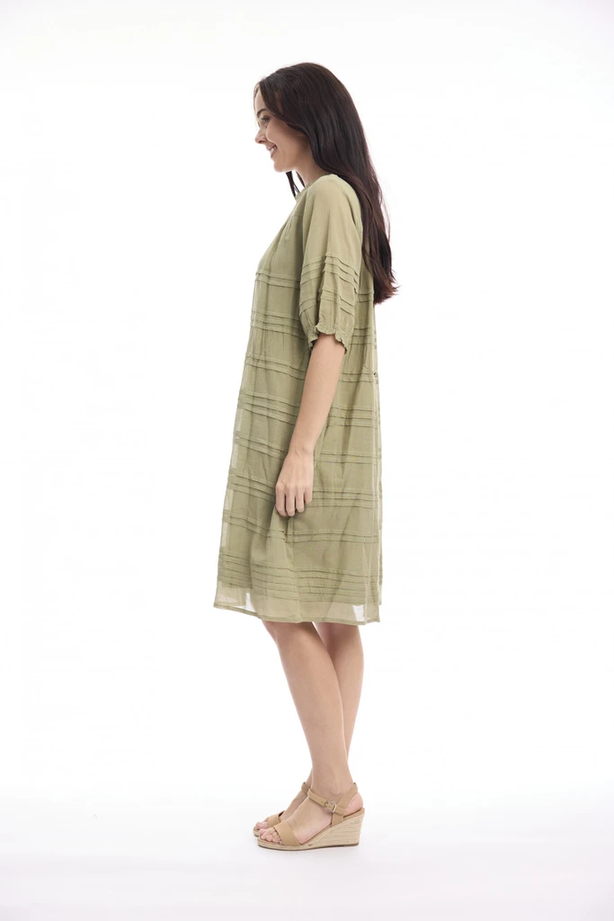 Women's Dresses | Cotton Gauze Pleated Dress | ORIENTIQUE
