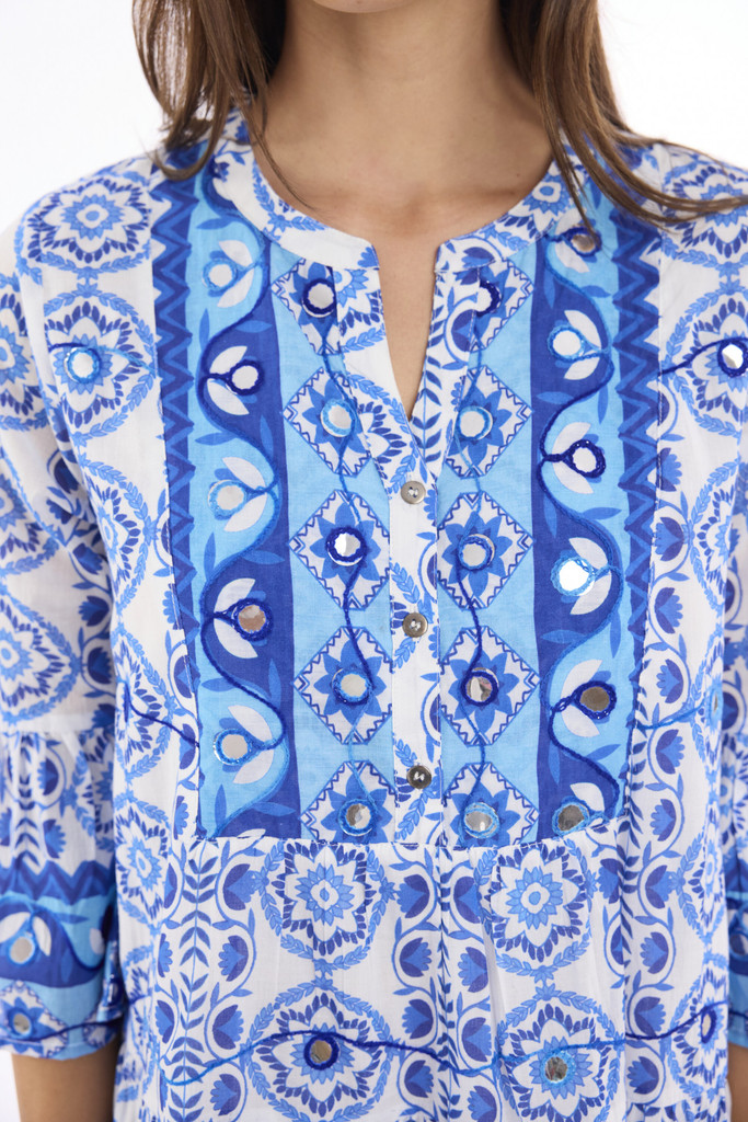 Women's Dresses | Maalti Blue Layers Frill Dress | ESCAPE 