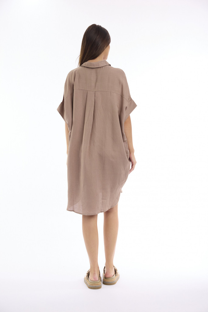Women's Dresses | Linen Solid Boxy Dress | ESCAPE 