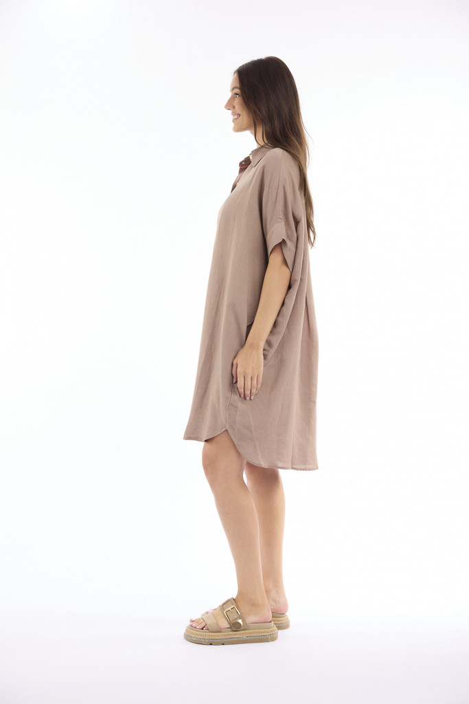 Women's Dresses | Linen Solid Boxy Dress | ESCAPE 