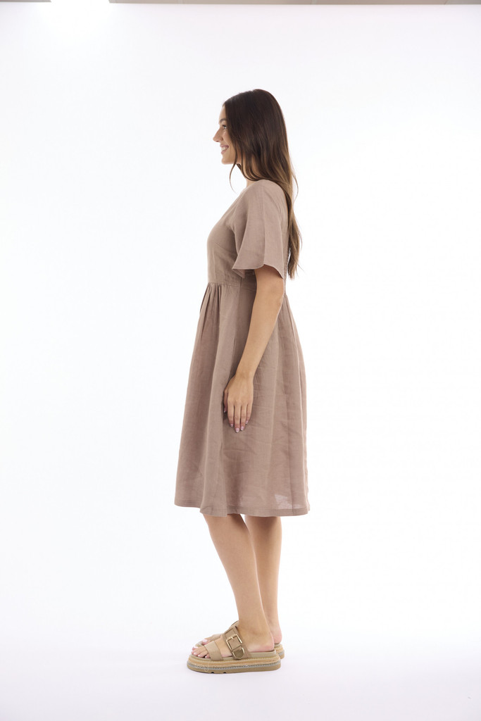 Women's Dresses | Linen Solid Square Neckline Dress | ESCAPE 