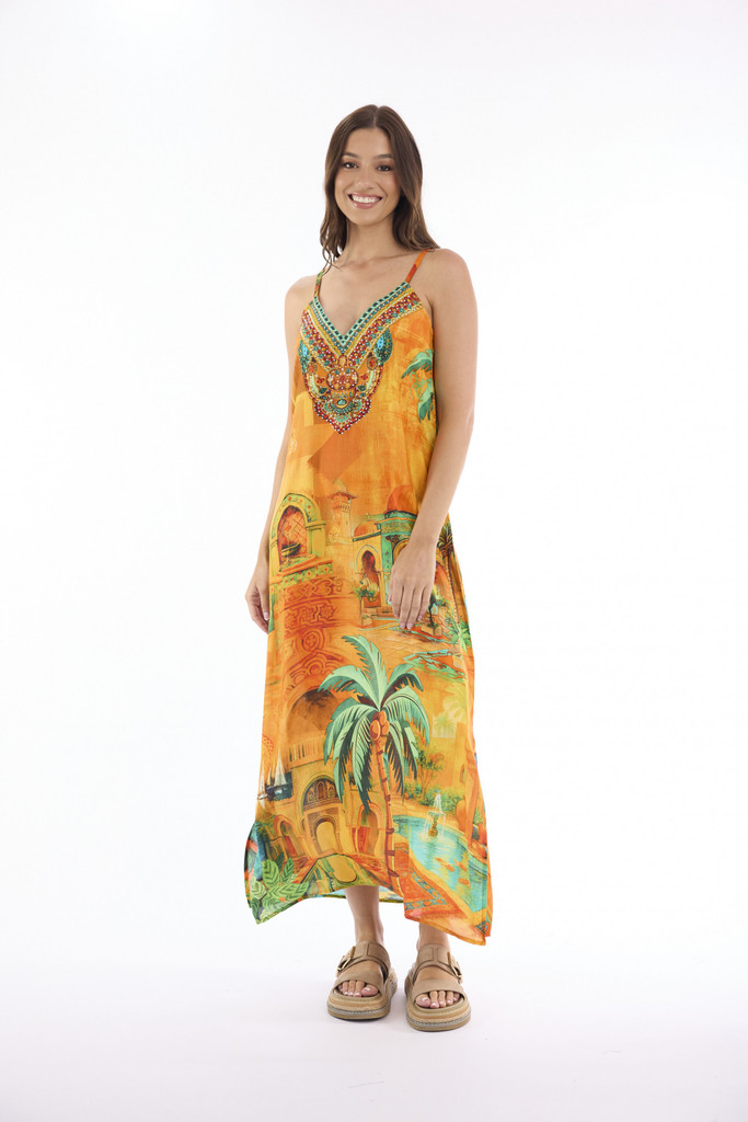 Women's Dresses | Kaftan Maxi Strappy Dress | ESCAPE 