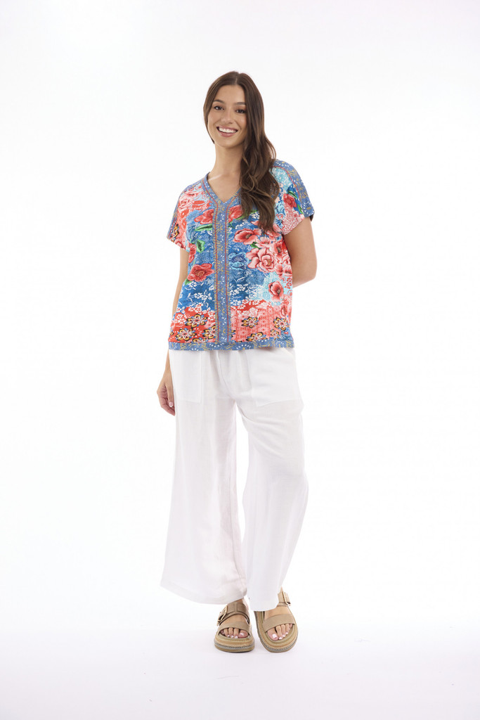 Women Top's | Escape Prints Mix V T-Shirt | ESCAPE 