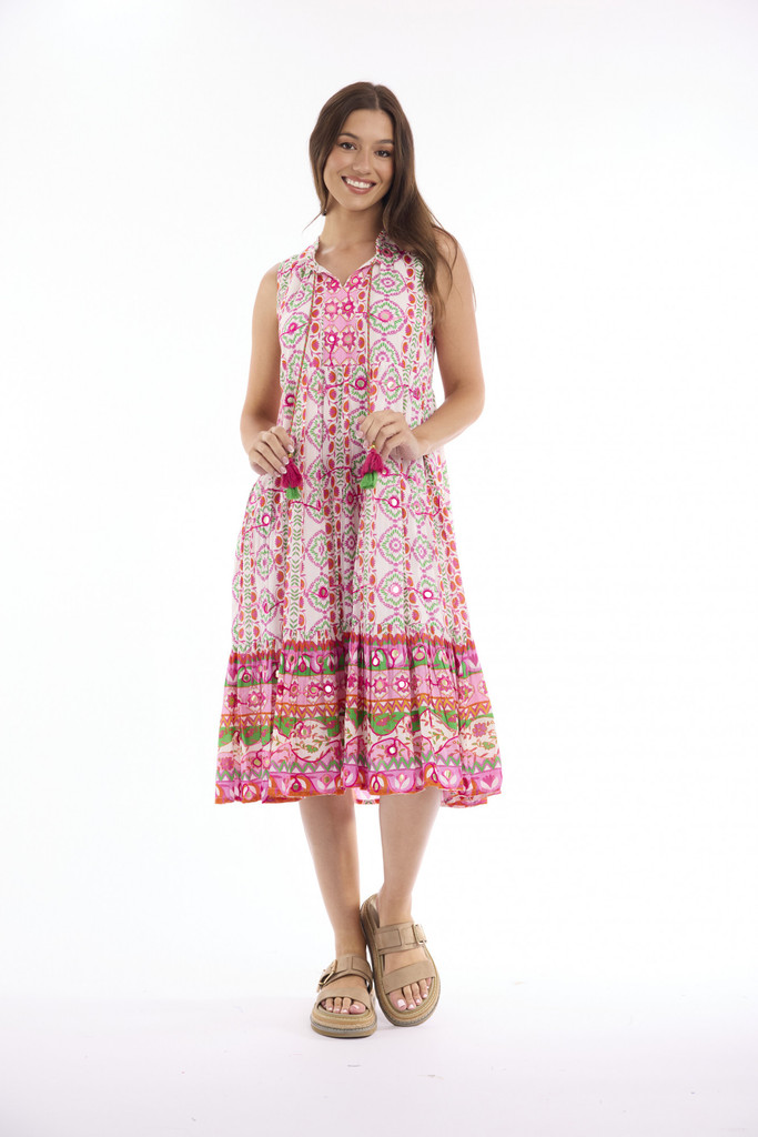 Women's Dresses | Maalti Pink Layered Sleeveless Dress | ESCAPE 