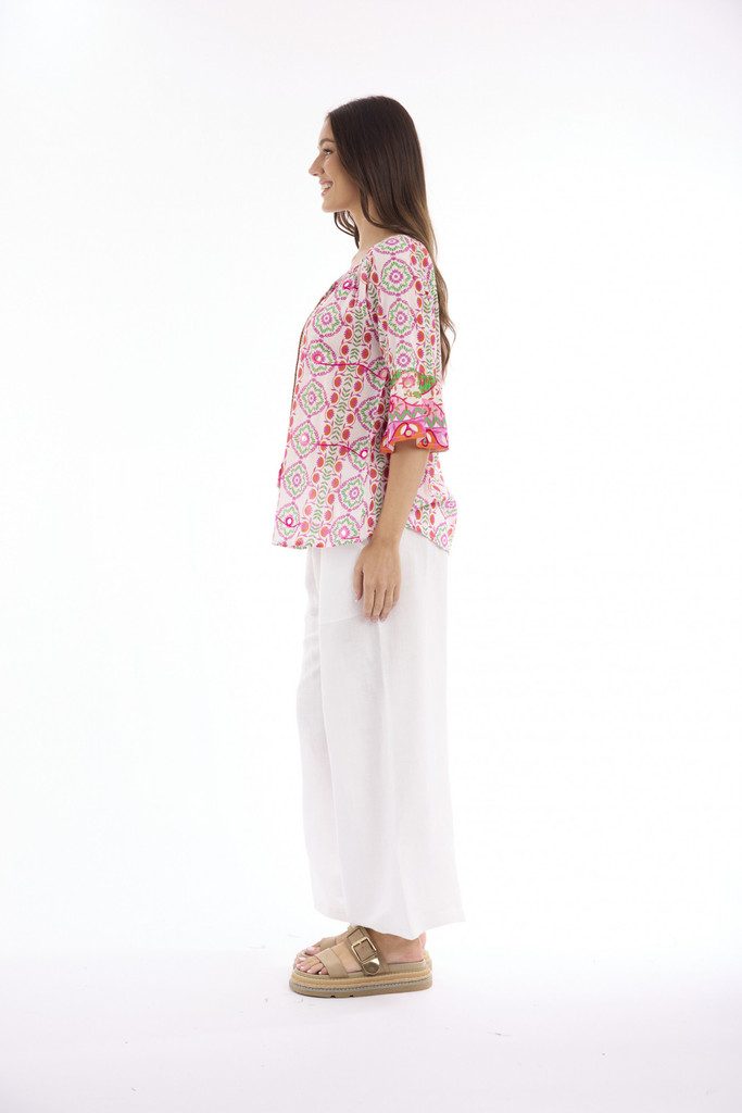 Women's Top | Maalti Pink Frill Sleeve Top | ESCAPE 