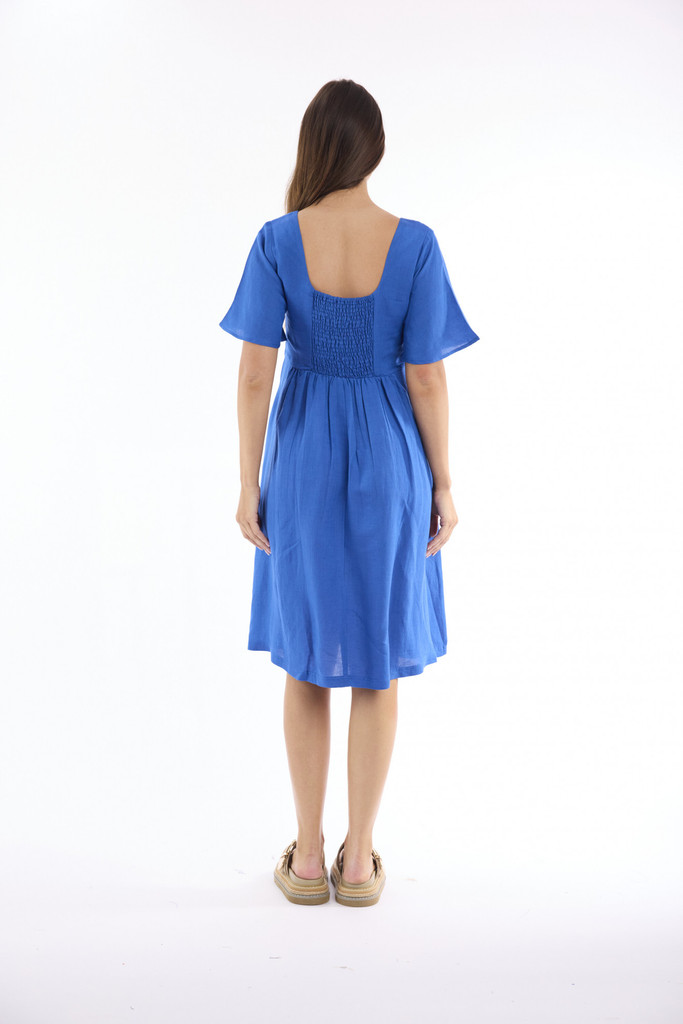 Women's Dresses | Linen Solid Square Neckline Dress | ESCAPE 