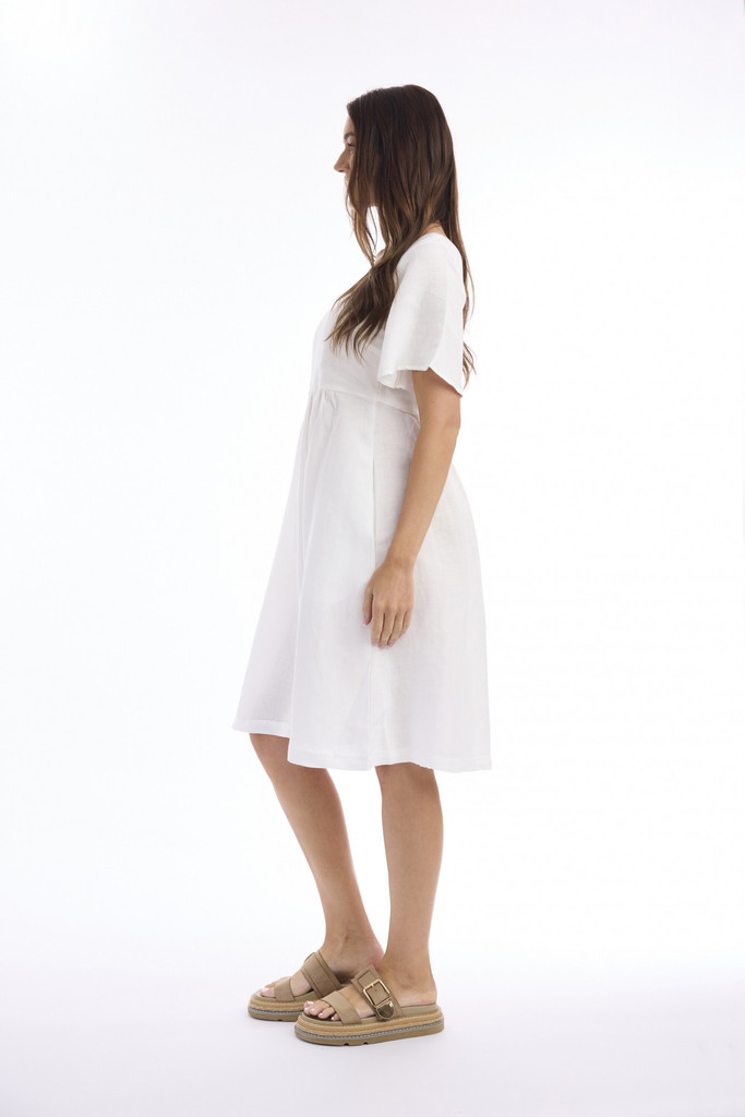 Women's Dresses | Linen Solid Square Neckline Dress | ESCAPE 