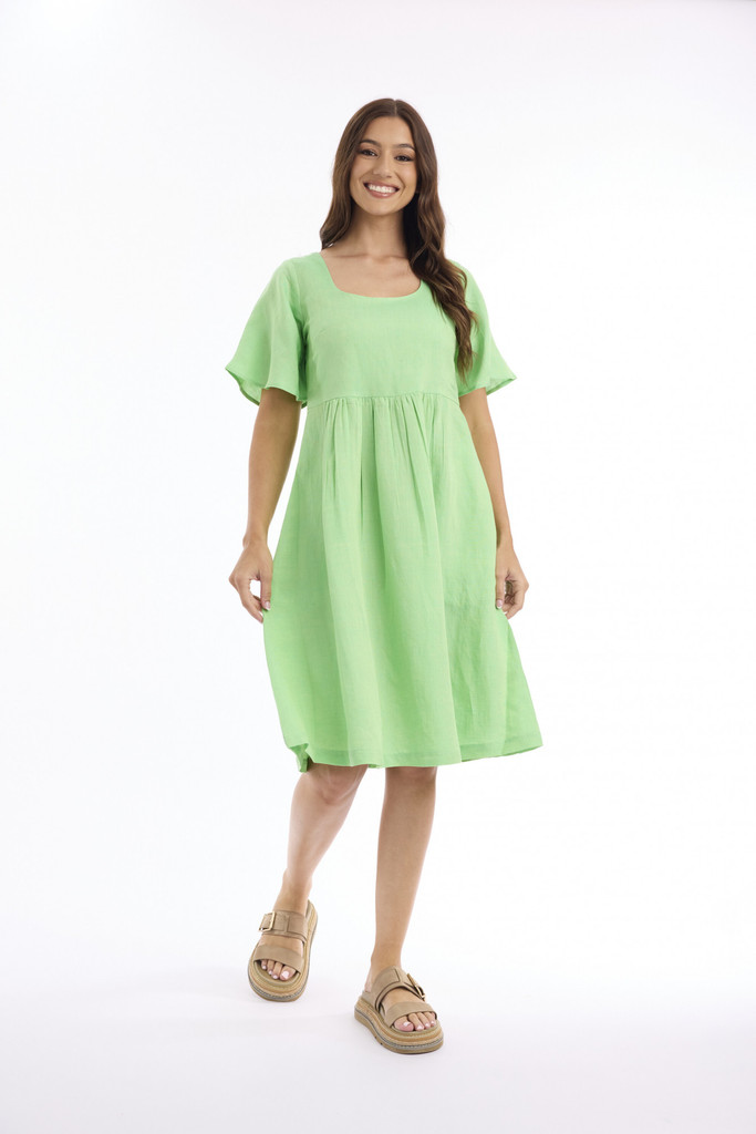 Women's Dresses | Linen Solid Square Neckline Dress | ESCAPE 