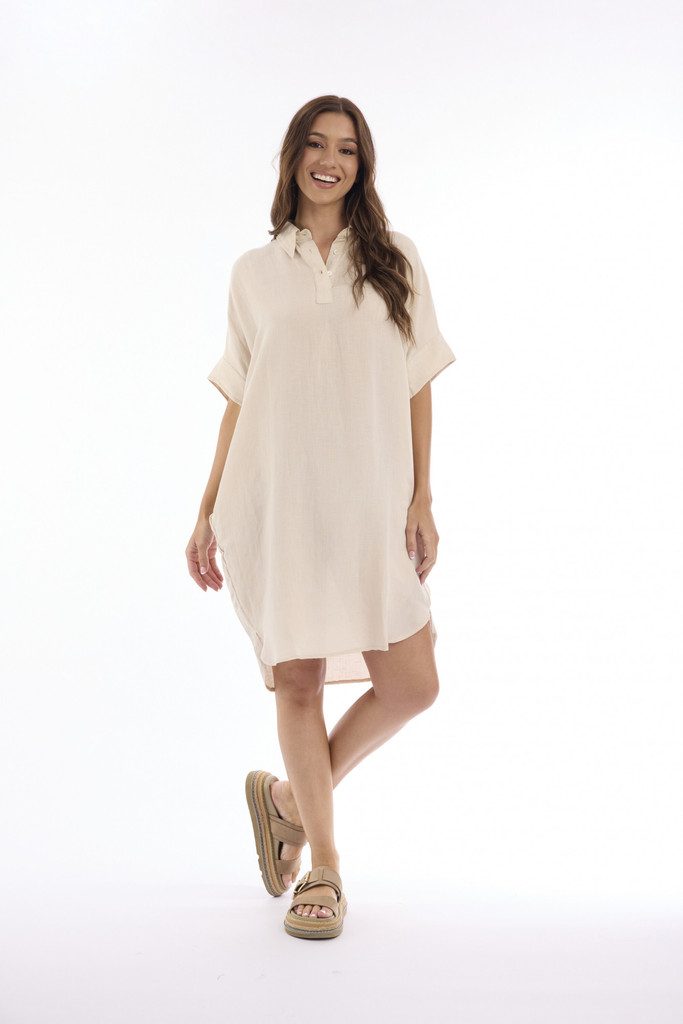 Women's Dresses | Linen Solid Boxy Dress | ESCAPE 