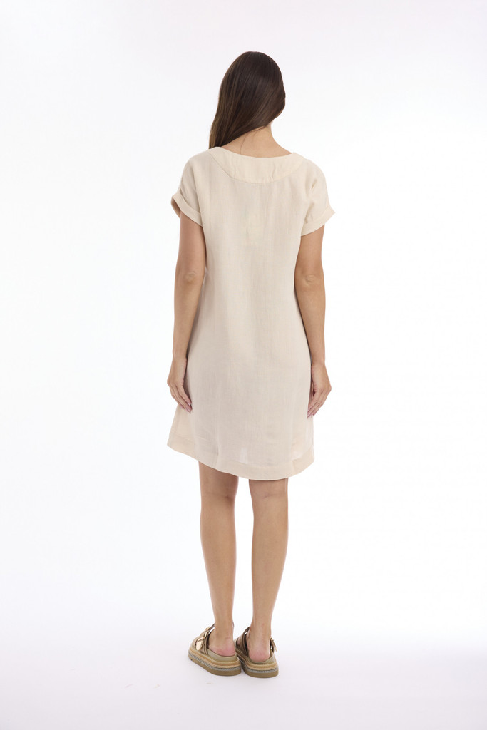 Women's Dresses | Linen Solid Shift Cap Sleeve Dress | ESCAPE 