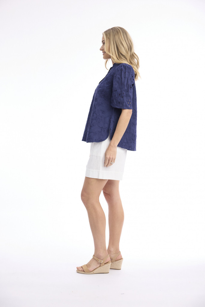 Women's Top | Broderie Short Sleeve Top | ORIENTIQUE