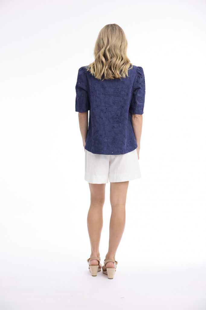 Women's Top | Broderie Short Sleeve Top | ORIENTIQUE