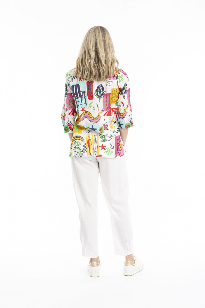 Women's Top | Tina V neck 3/4 Sleeve Pleated Top | ONE SUMMER