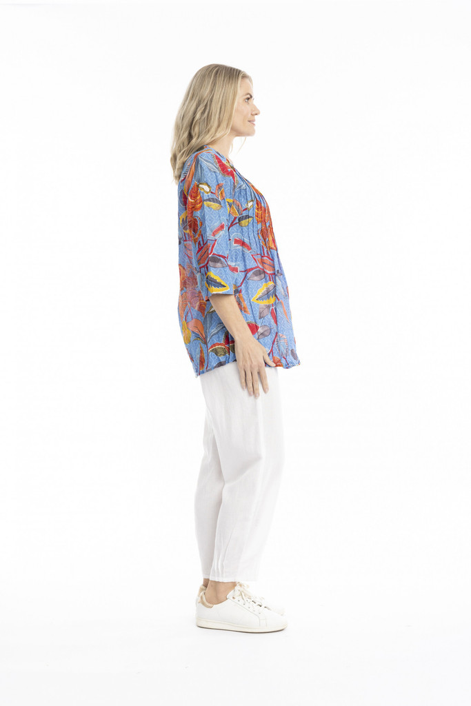 Women's Top | Tina V neck 3/4 Sleeve Pleated Top | ONE SUMMER