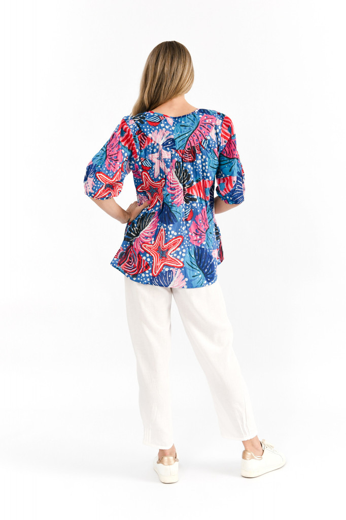 Women's Top | Kayla Short Sleeve Cotton Blouse | ONE SUMMER