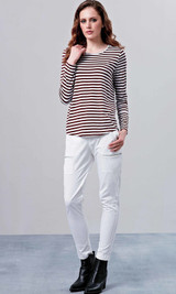 Women's Pants | EM447 White Tapered Pants | ELLY M Women's Pants | EM447 White Tapered Pants | ELLY M