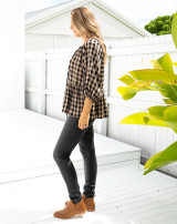 Women's Top | Amber Top in Black/Tan | BEE MADDISON
