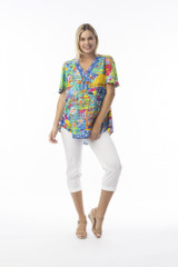 Women's Top | Okayama V Flair Sleeve Top | ORIENTIQUE