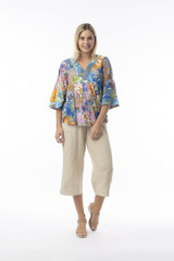 Women's Top | Miramar V Flaired Sleeve Top | ORIENTIQUE