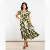 Women's Dresses Online | Long Wrapped Viscose Dress with Frill | CINNAMON CREATIONS