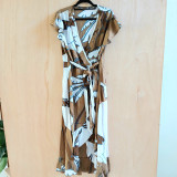 Women's Dresses Online | Long Wrapped Viscose Dress with Frill | CINNAMON CREATIONS