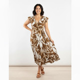 Women's Dresses Online | Long Wrapped Viscose Dress with Frill | CINNAMON CREATIONS