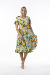 Women's Dresses | Amalfi Godet Short Sleeve Dress | ORIENTIQUE