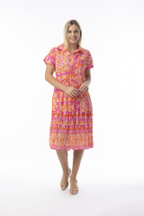 Women's Dresses | Montevideo Collar Layers Short Sleeve Dress | ORIENTIQUE