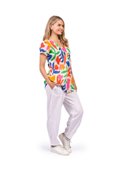 Women's Top | Kayla Short Sleeve Cotton Blouse | ONE SUMMER