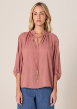 Women’s Tops | Shae Split Neck Blouse | Fate & Becker 