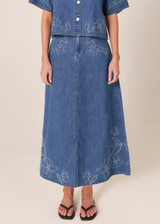 Women's Skirts | Sloane Embroidered Denim Skirt  | Fate + Becker