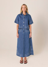 Women's Skirts | Sloane Embroidered Denim Skirt  | Fate + Becker