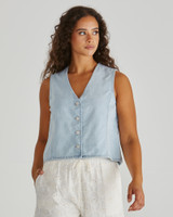 Women's Knits | Sabine Denim Vest | SASS
