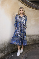 Women's Dresses | Bhadoi Maxi Collar Dress | ORIENTIQUE