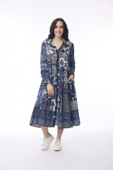 Women's Dresses | Bhadoi Maxi Collar Dress | ORIENTIQUE