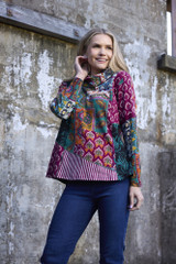 Women's Top | Prato Patch Cowl Neck Top | ORIENTIQUE