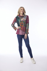 Women's Top | Prato Patch Cowl Neck Top | ORIENTIQUE