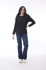 Women's Top | Boat Neck Long Slv Knit Top | ORIENTIQUE
