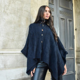Women's Knits| Oversized Poncho with Buttons | CINNEMON CREATIONS