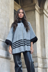 Women's Knits| Poncho Stripes with Zip  | CINNEMON CREATIONS